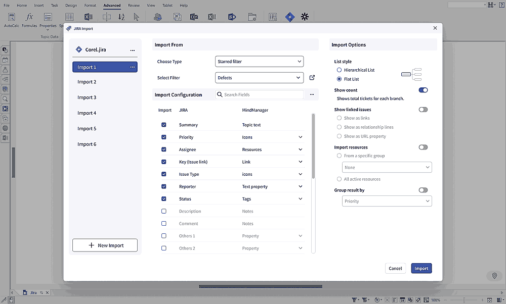 MindManager Jira Implementierung