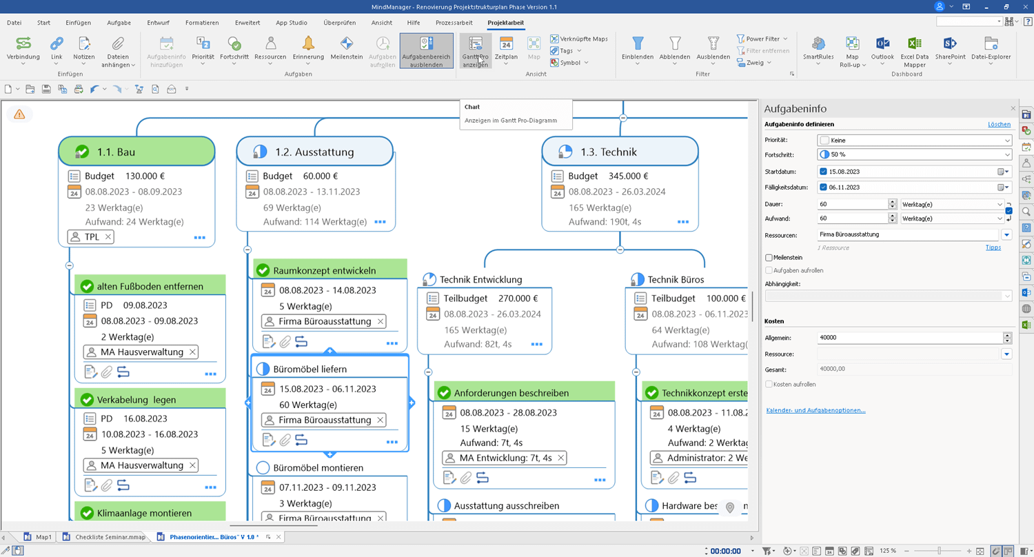 MindManager Menü Projekt